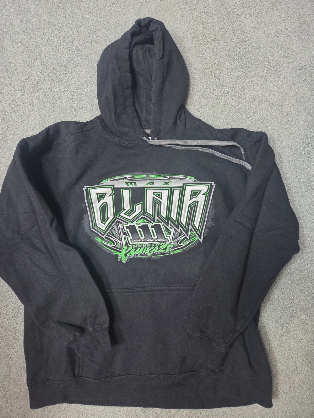 Black 'Blair 111' Graphic Hoodie with Green Accents
